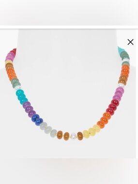 NWOT Nordstrom Leith Beaded Necklace Rainbow Multi- Gold 18" length Goldtone pla